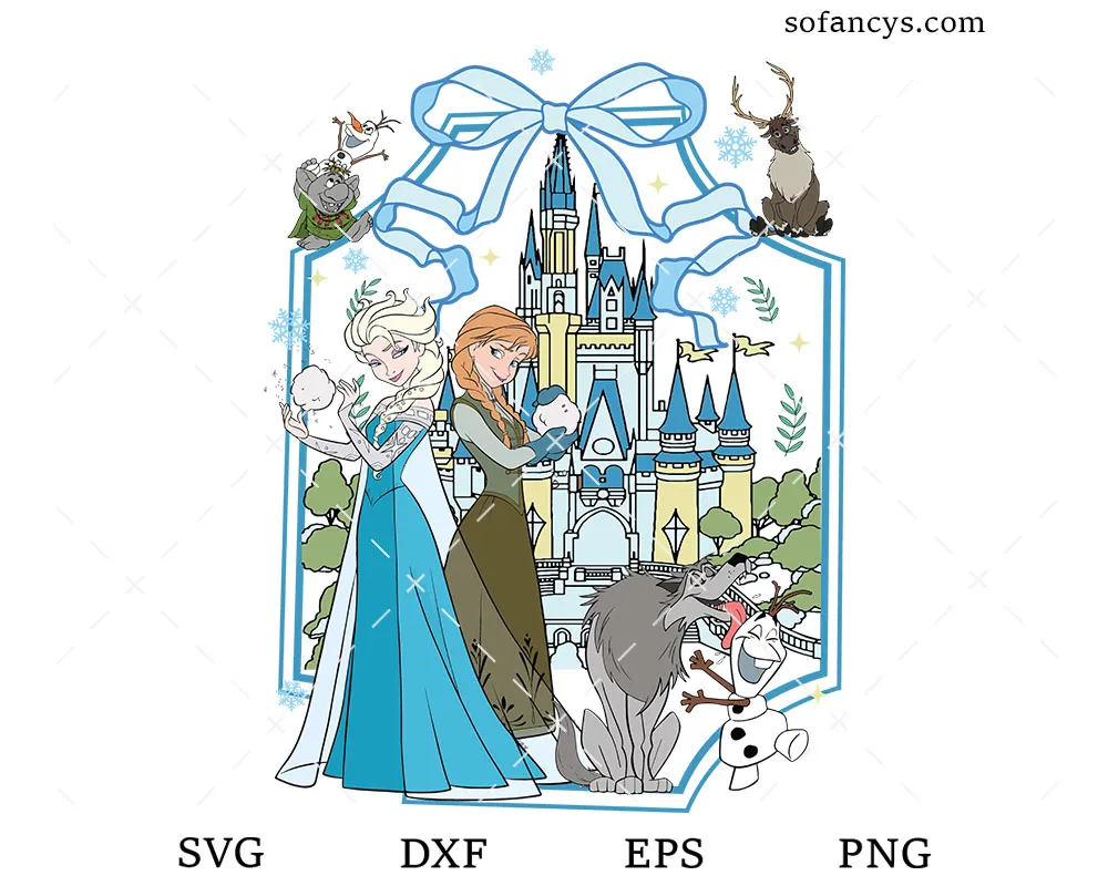 Elsa Anna Coquette Bow Castle SVG