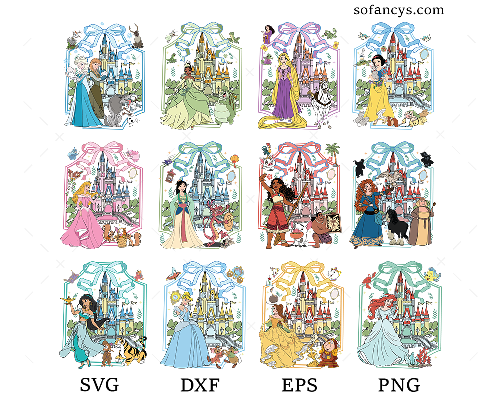 Princess Coquette Bow Castle SVG Bundle