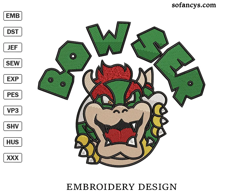 Mario Bowser Embroidery Design