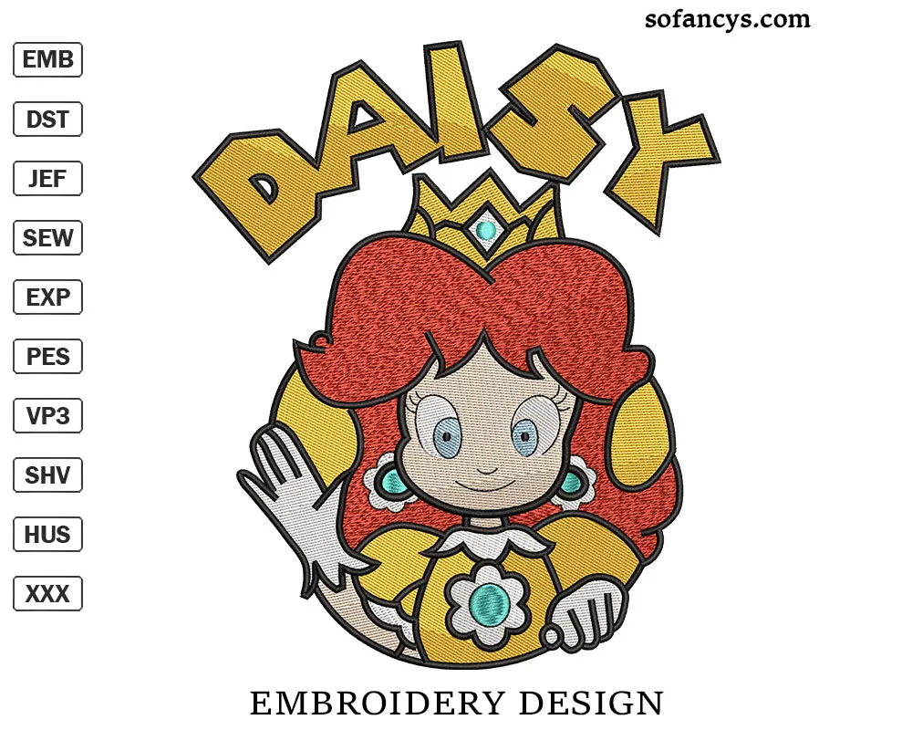 Mario Daisy Embroidery Design