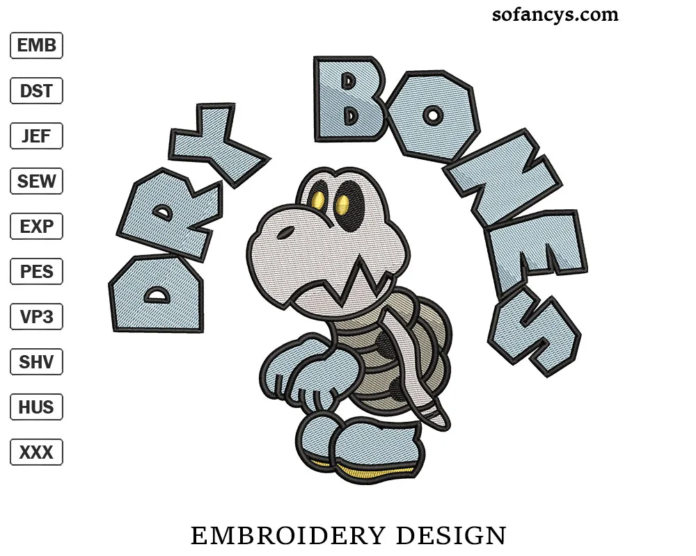Mario Dry Bones Embroidery Design