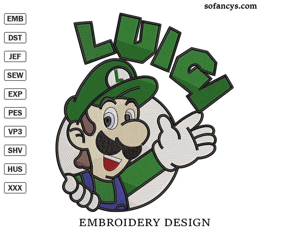 Mario Luigi Embroidery Design