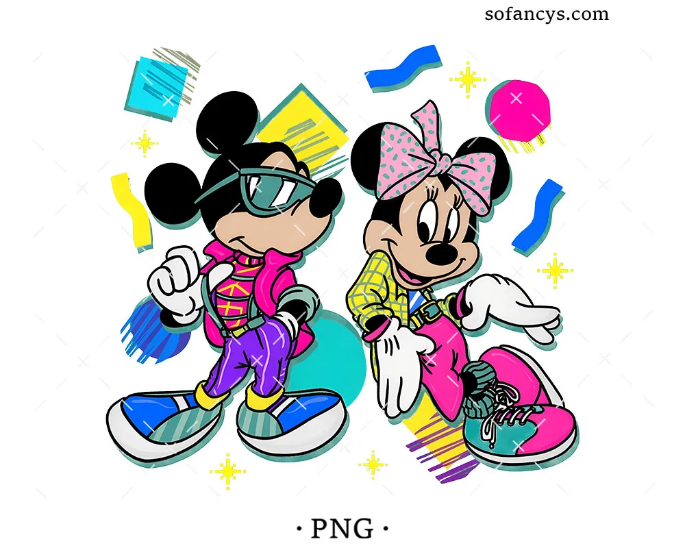 Retro Mickey Minnie PNG