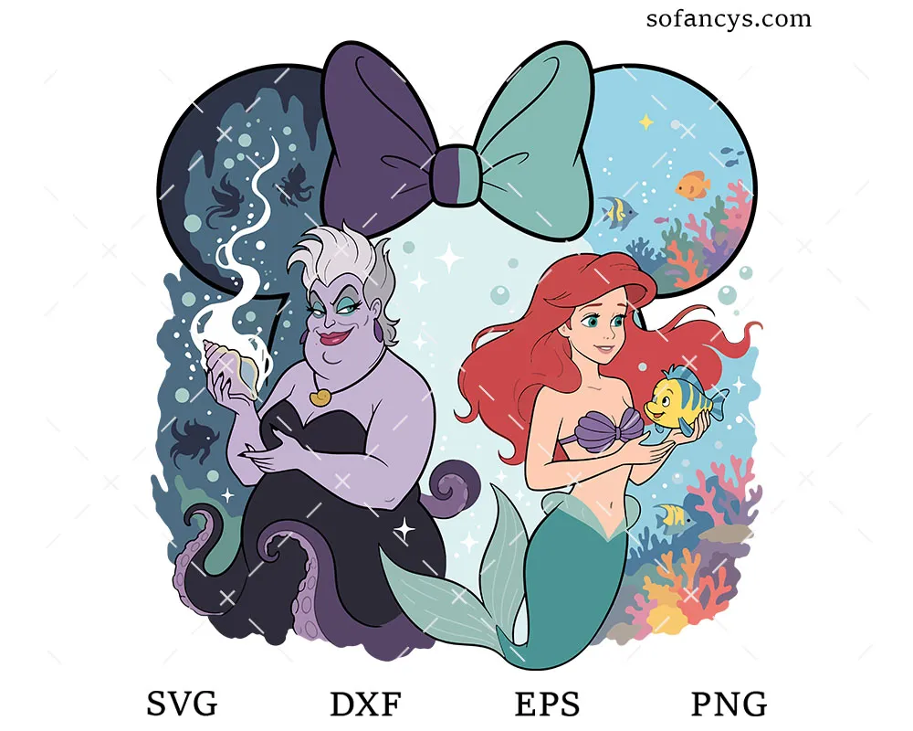 Ariel Ursula Mickey Ears SVG