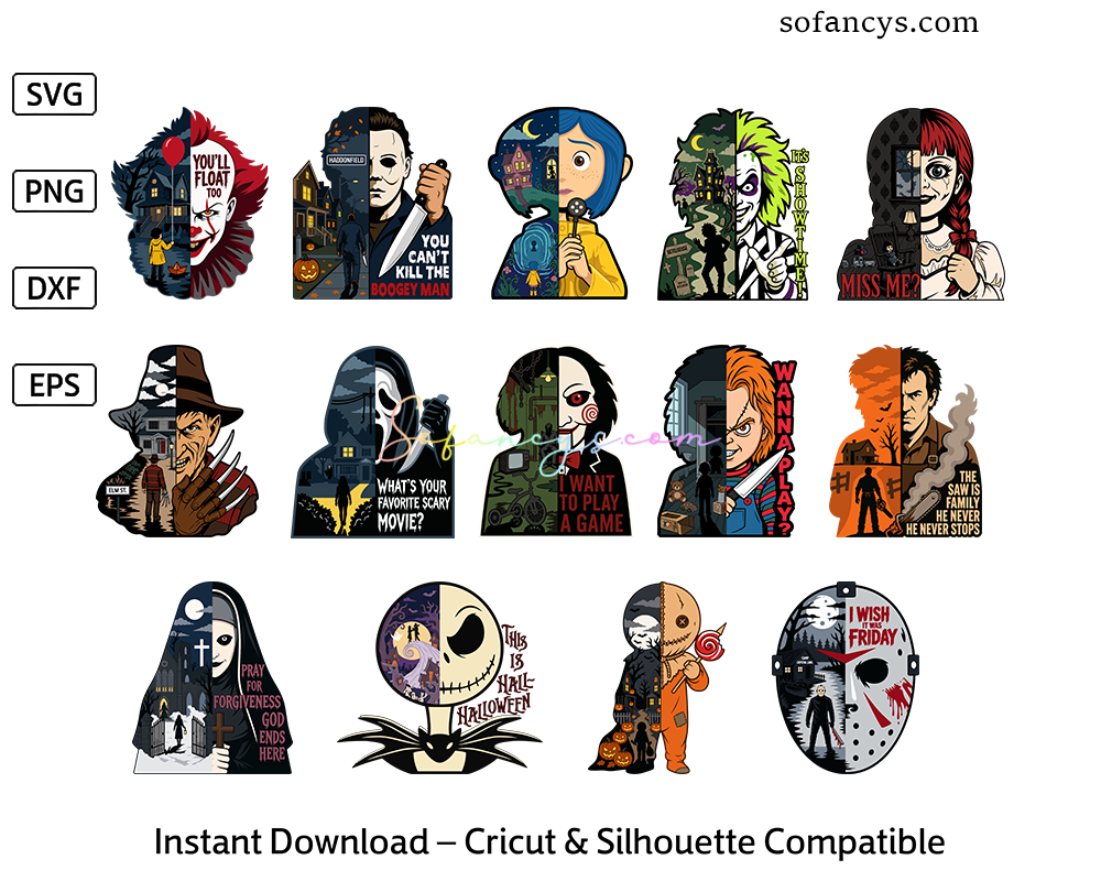 Classic Horror SVG Bundle – Halloween Characters Cut Files