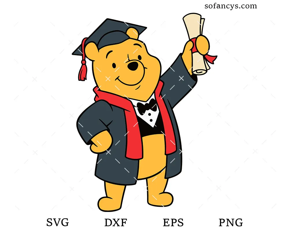 Graduation Winnie The Pooh SVG