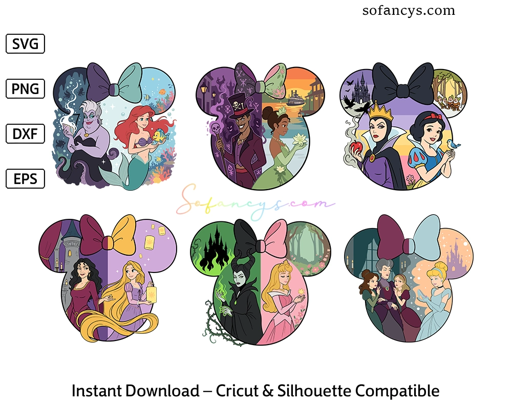 Princess Villain Mickey Ears SVG Bundle - Fantasy Cut Files