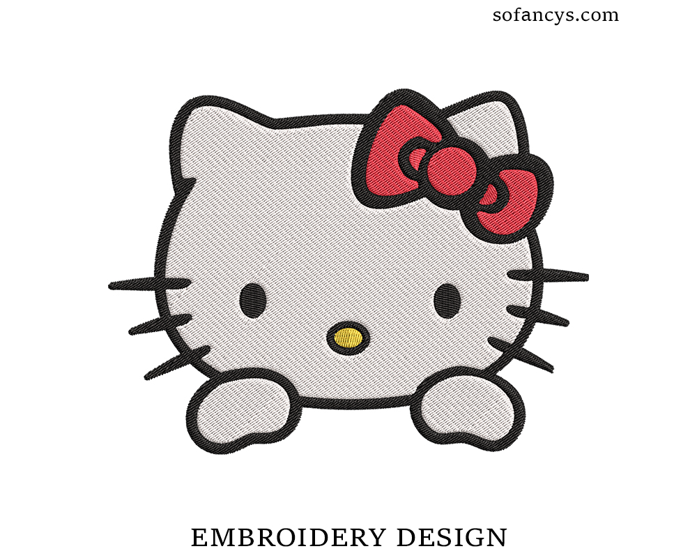 Hello Kitty Face Embroidery Design