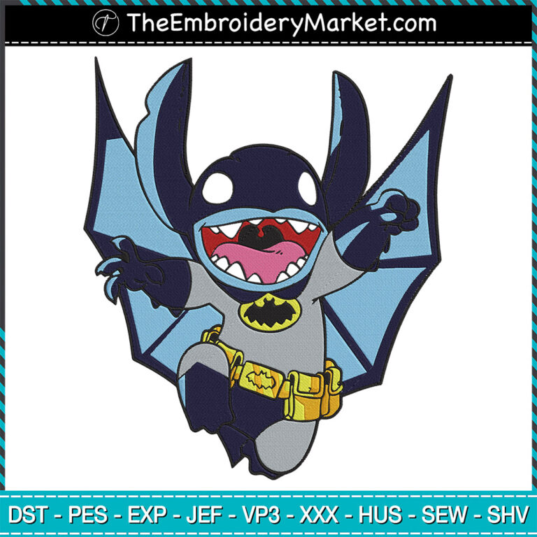 Stitch Batman Embroidery Designs File, Stitch Machine Embroidery ...