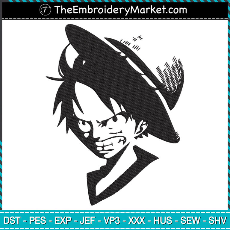 Luffy Angry One Piece Embroidery Designs File, One Piece Machine
