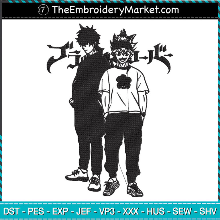 Asta and Yuno Cool Boy Embroidery Designs File, Black Clover Machine ...